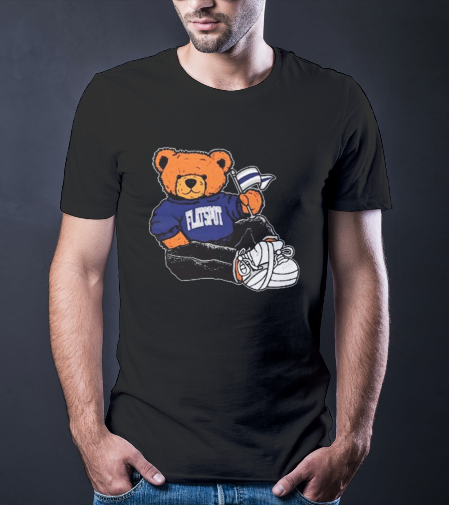 Flatspot Bear With Flag Sitting Down T-Shirt
