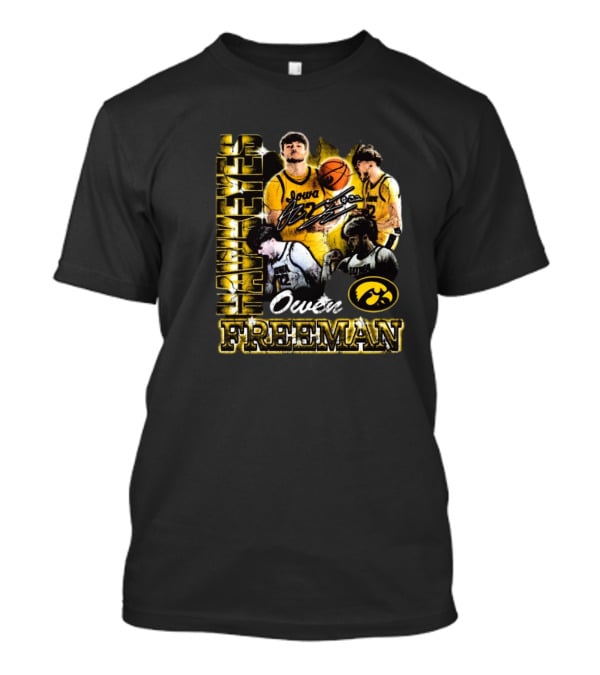 Owen Freeman Iowa Hawkeyes Basketball Retro Signature 90s T-Shirt