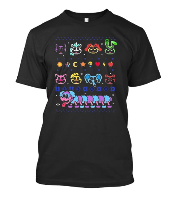 Smiling Critters Holiday Sweater Colorful Characters And Icons T-Shirt