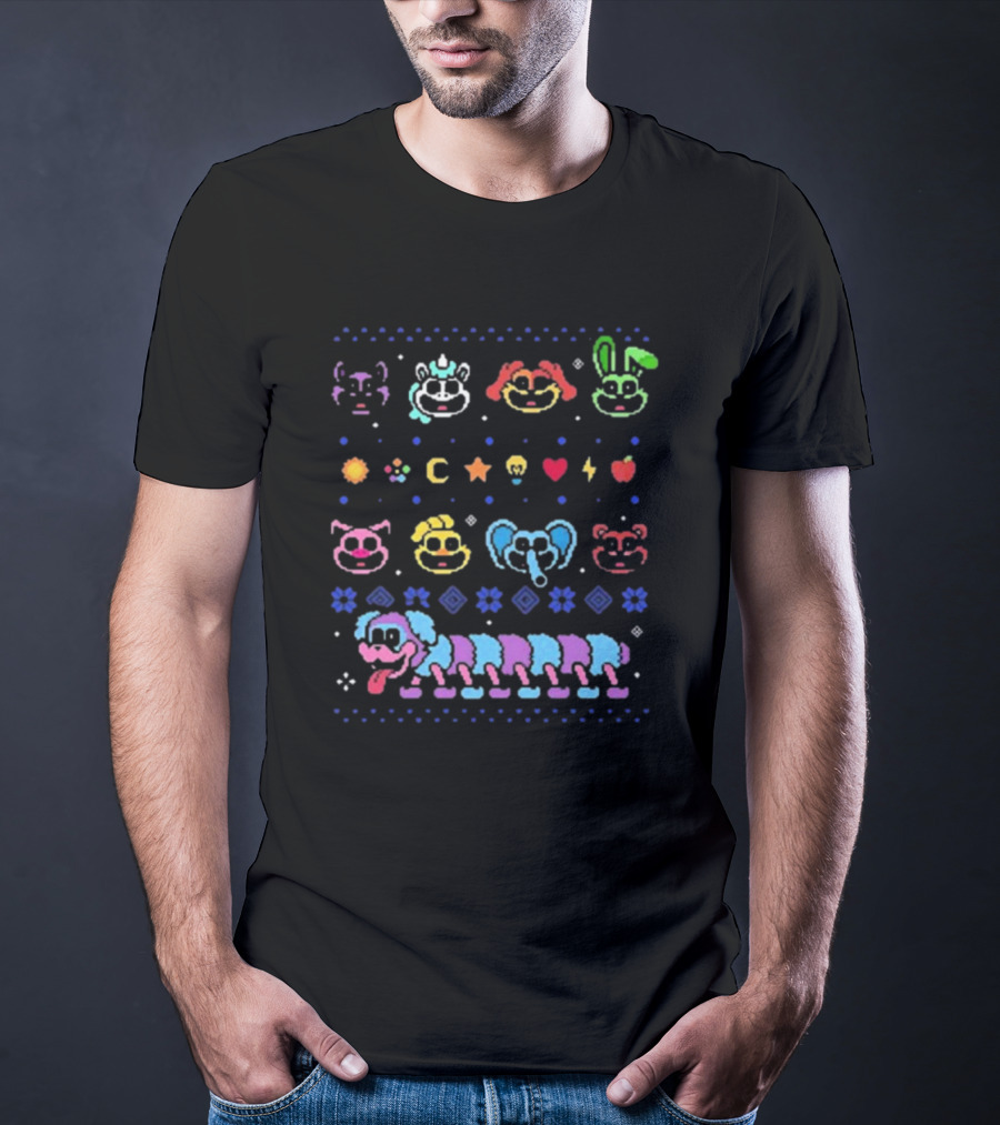 Smiling Critters Holiday Sweater Colorful Characters And Icons T-Shirt