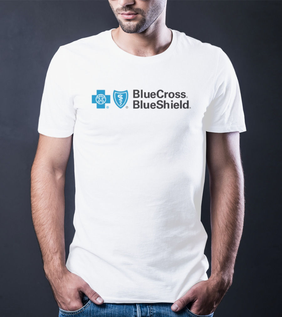 Blue Cross Blue Shield Logo With Connecticut New York Missouri Coverage T-Shirt