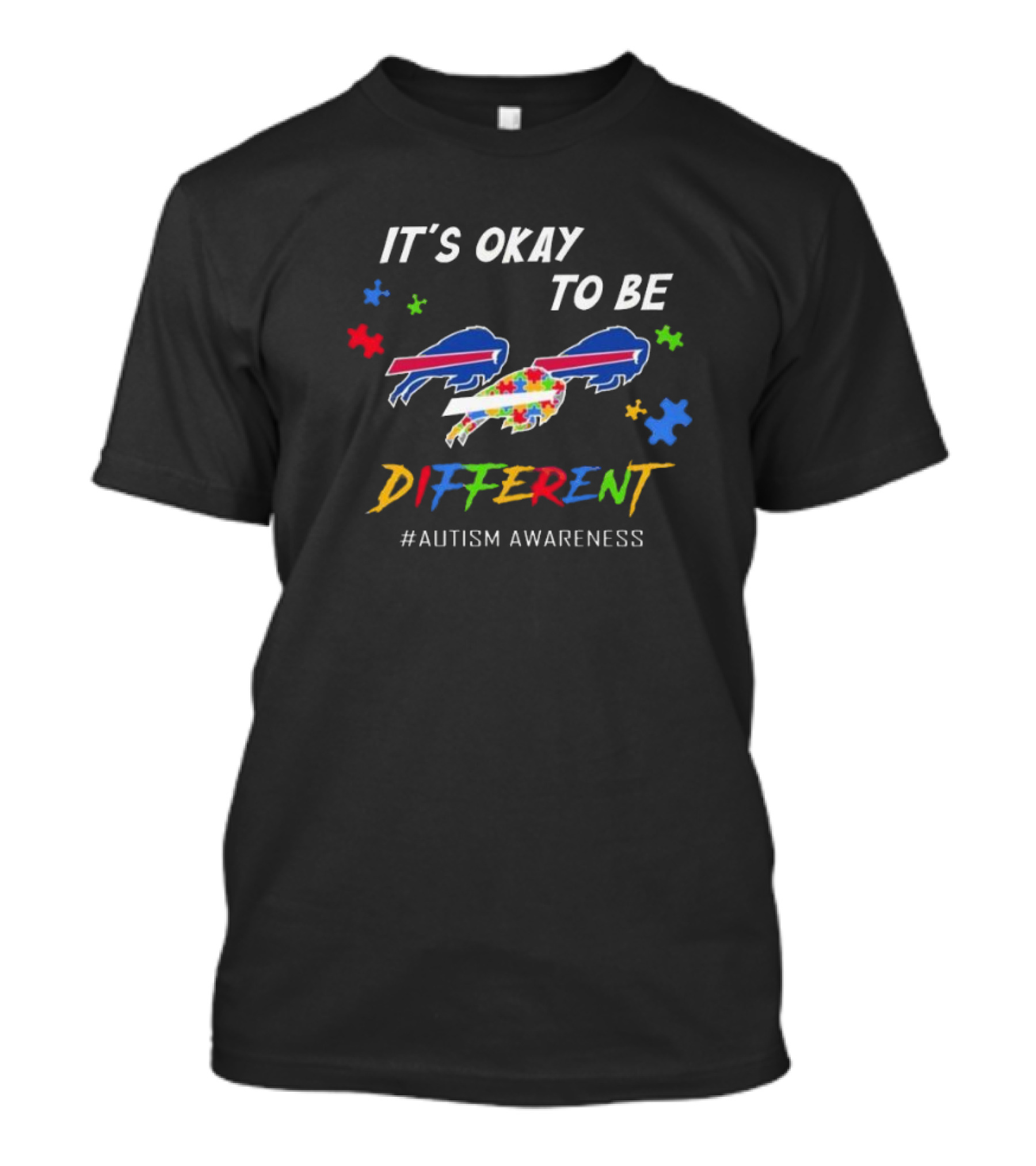 It’s Okay To Be Different Buffalo Bills Autism Awareness Puzzle Pieces T-Shirt