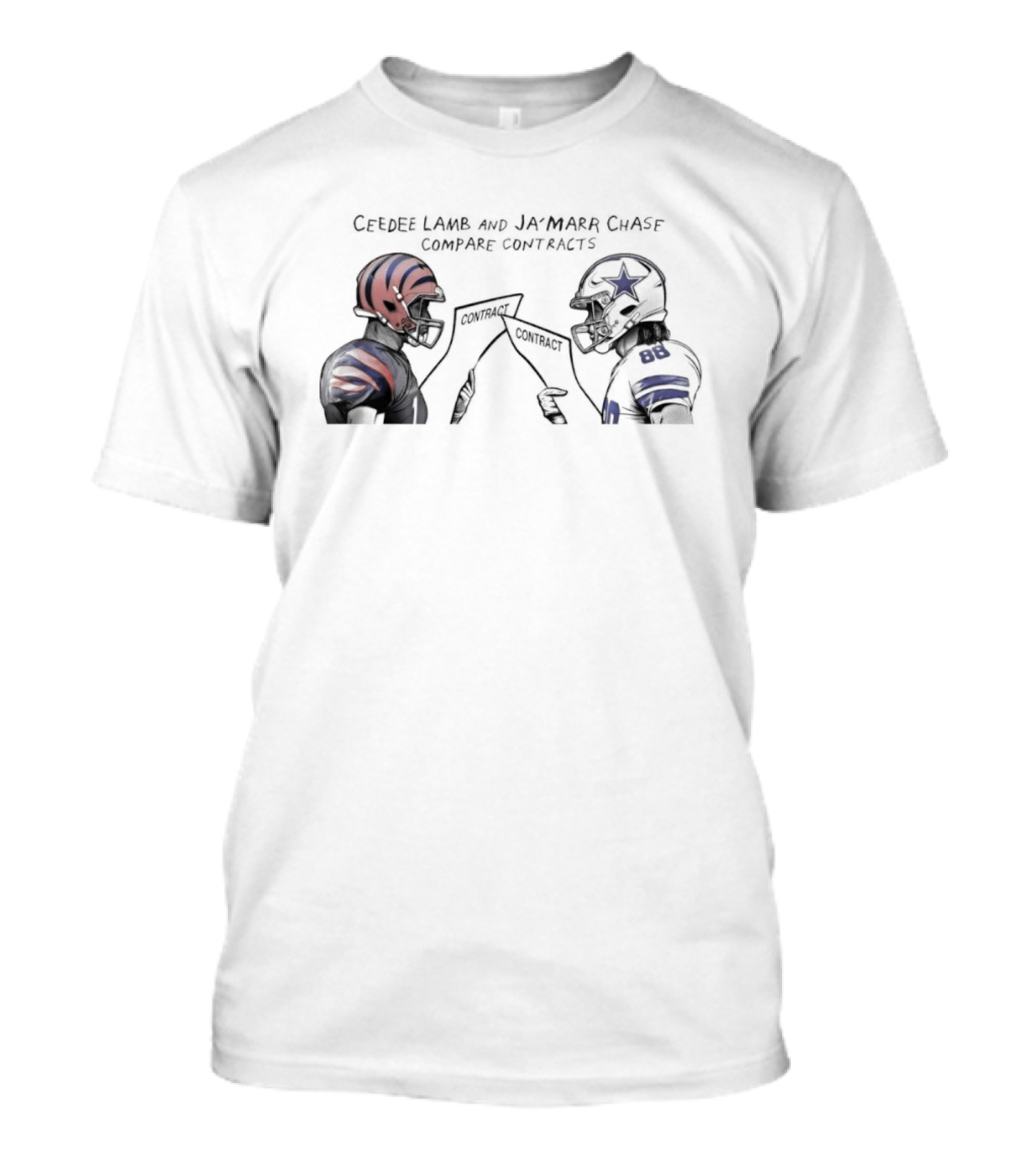 Ceedee Lamb And Ja’Marr Chase Cowboys Bengals NFL Contracts Comparison T-Shirt