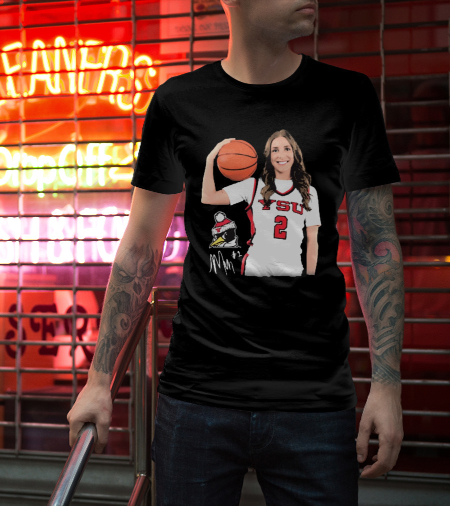 YSU Penguins Malia Magestro #2 Illustrated Signature Basketball Jersey T-Shirt