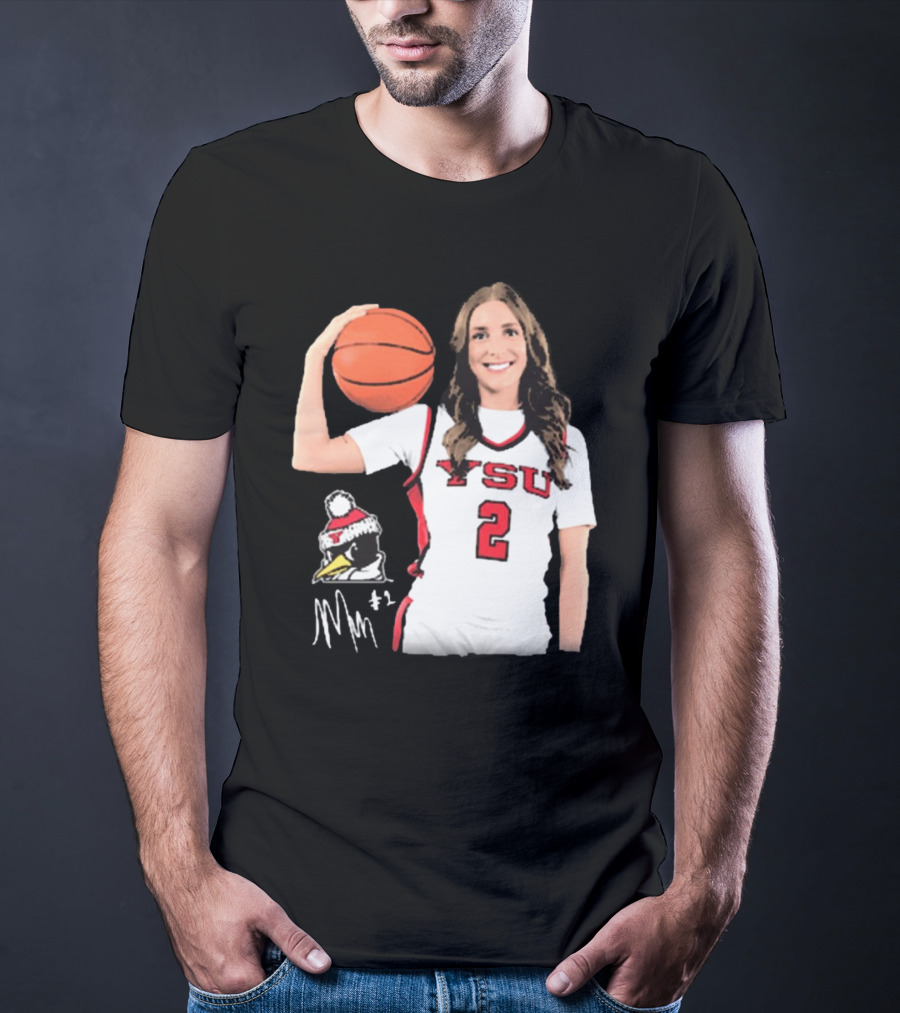 YSU Penguins Malia Magestro #2 Illustrated Signature Basketball Jersey T-Shirt