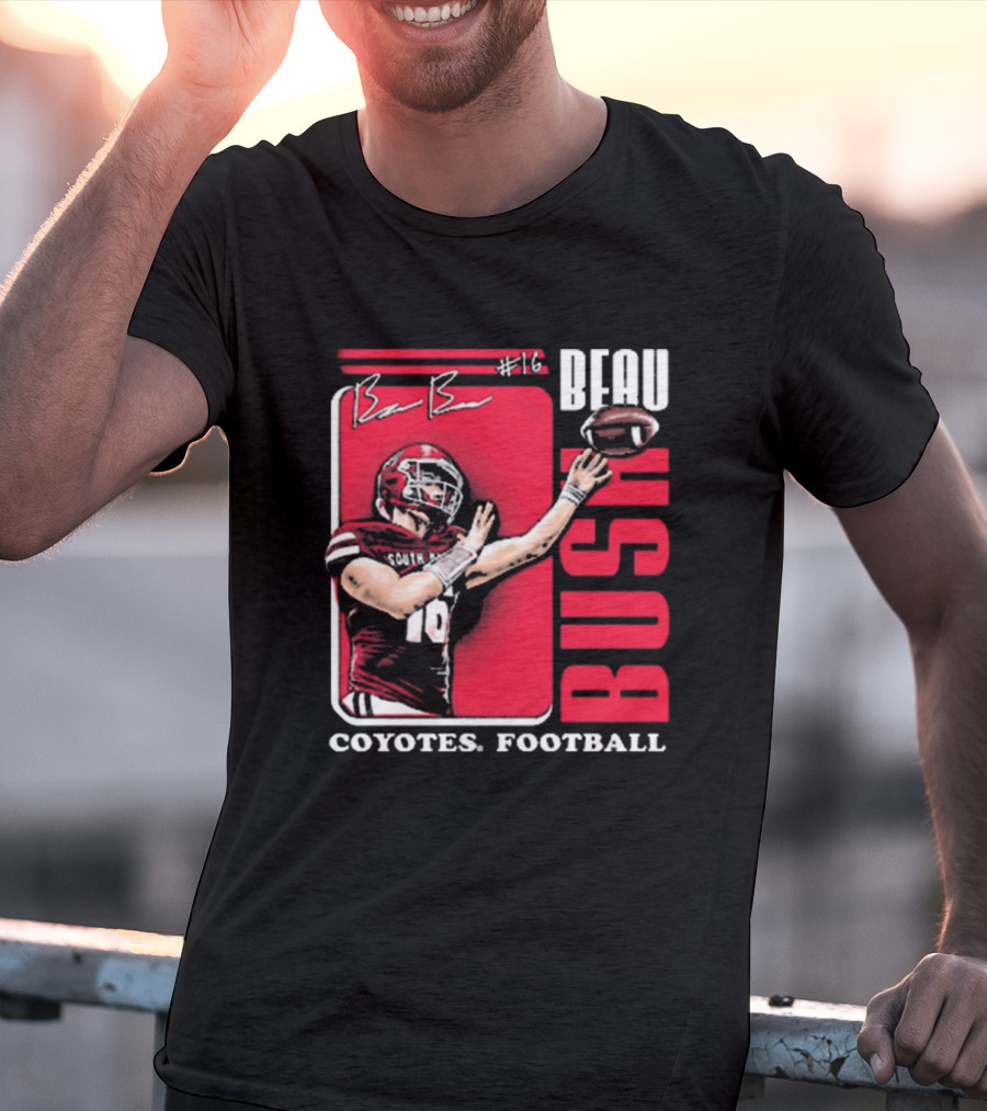 Beau Bush #16 South Dakota Coyotes Football Signature T-Shirt