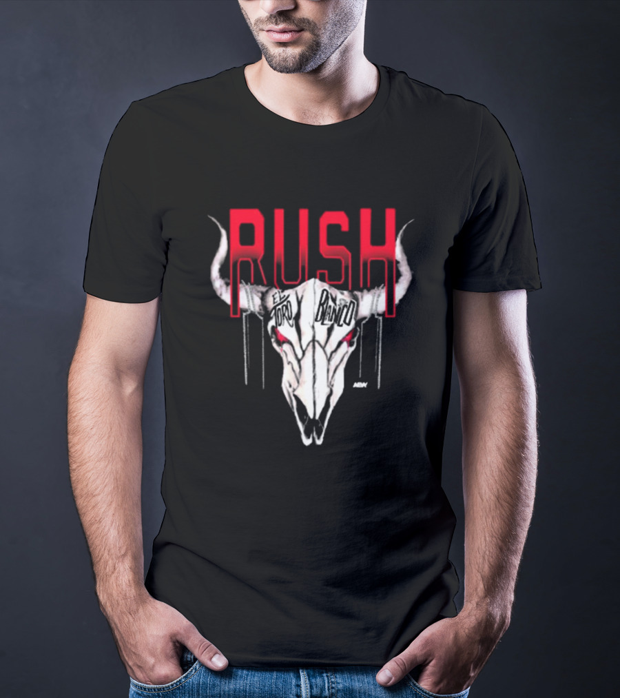 Rush El Toro Blanco AEW Skull With Red Eyes T-Shirt