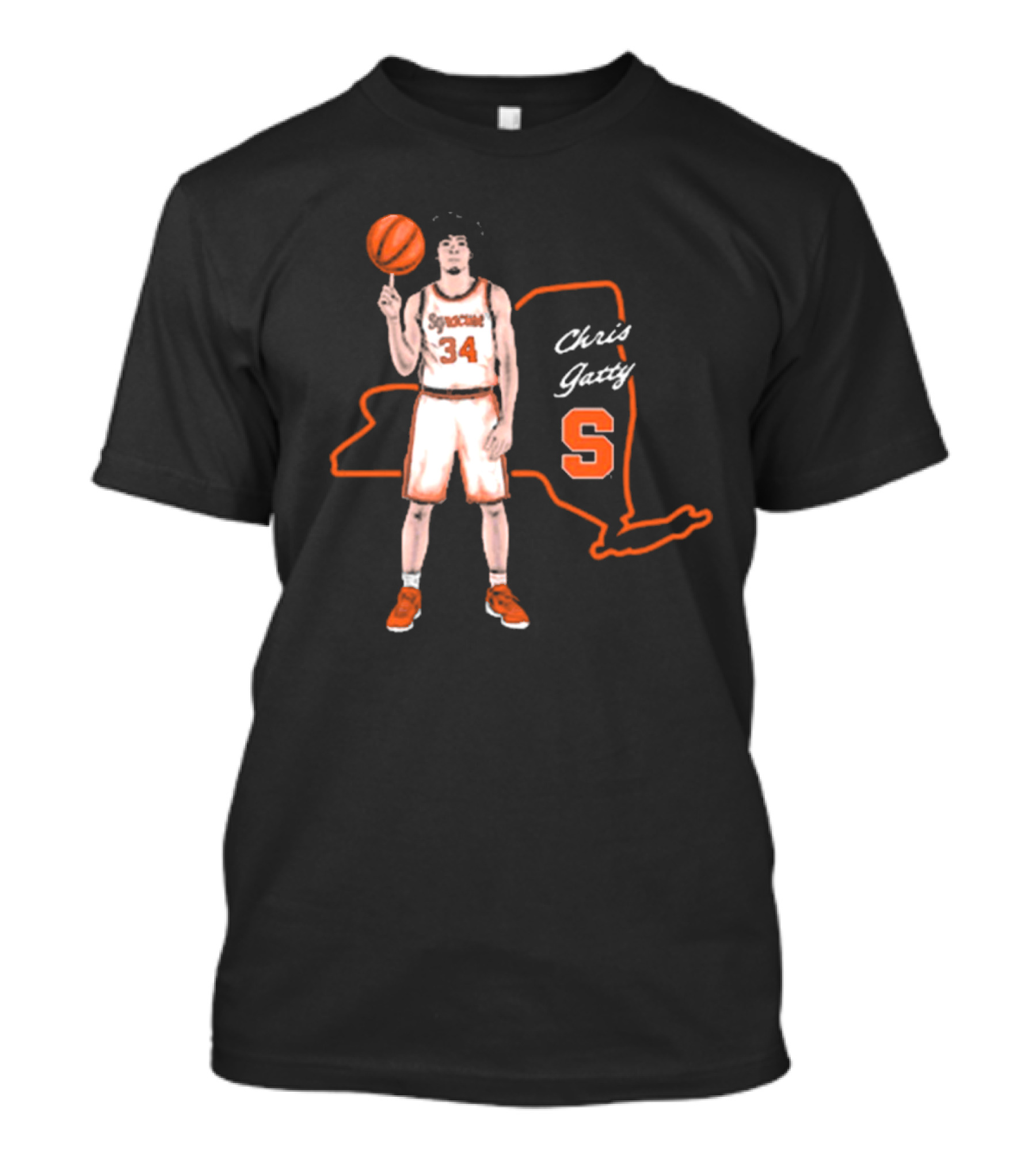 Chris Gatty Syracuse Number 34 Basketball New York Orange S T-Shirt