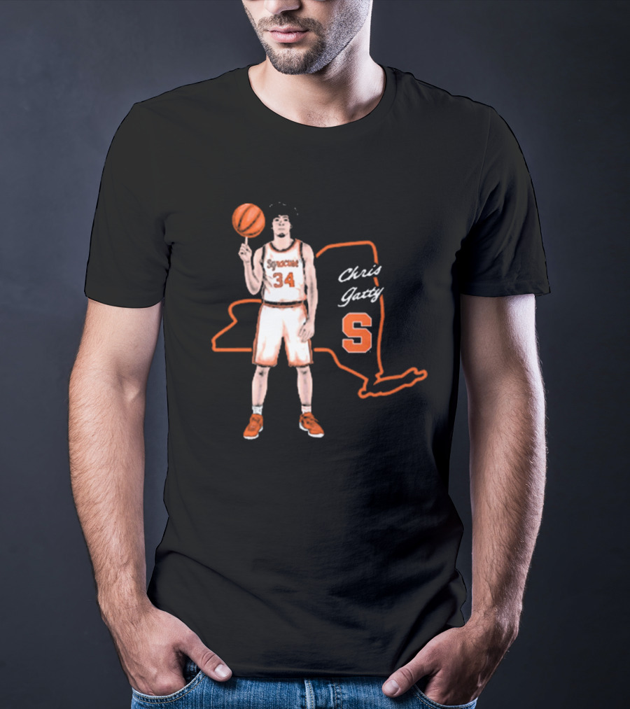 Chris Gatty Syracuse Number 34 Basketball New York Orange S T-Shirt