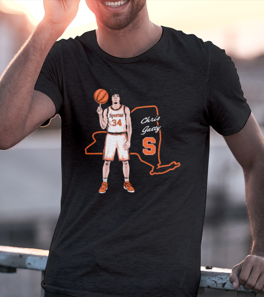 Chris Gatty Syracuse Number 34 Basketball New York Orange S T-Shirt