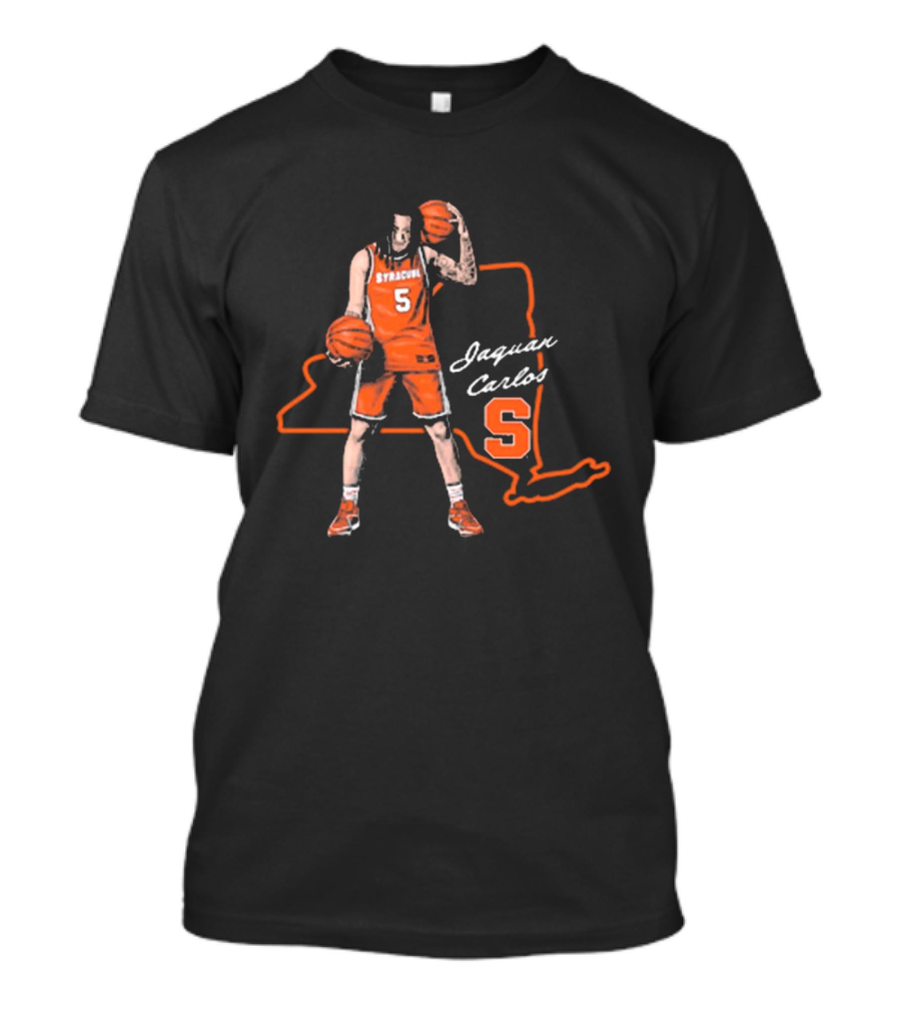Jaquan Carlos Syracuse Orange Basketball New York State Outline T-Shirt