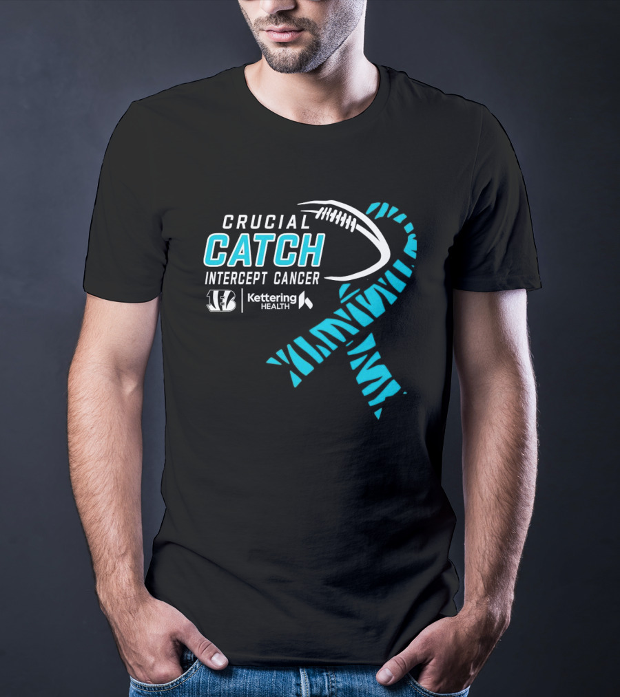 Crucial Catch Intercept Cancer Cincinnati Bengals Kettering Health Cyan T-Shirt