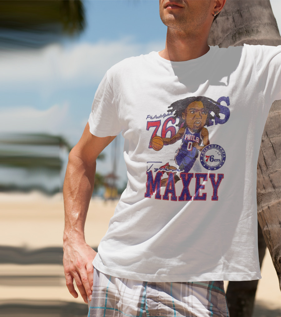 Philadelphia 76ers Tyrese Maxey Caricature Player New Era 76 Philadelphian Phila Maxey 6ers T-Shirt