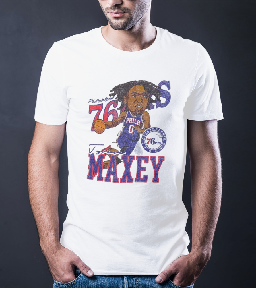 Philadelphia 76ers Tyrese Maxey Caricature Player New Era 76 Philadelphian Phila Maxey 6ers T-Shirt