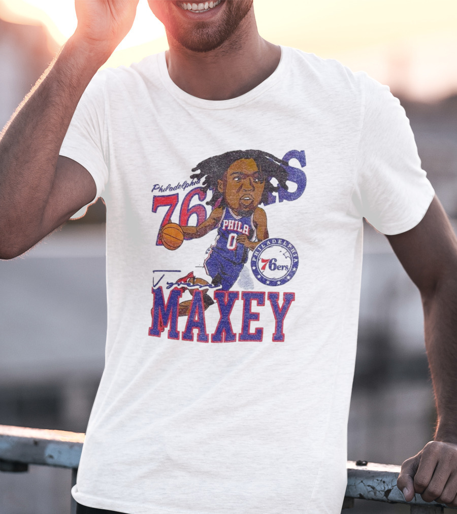 Philadelphia 76ers Tyrese Maxey Caricature Player New Era 76 Philadelphian Phila Maxey 6ers T-Shirt