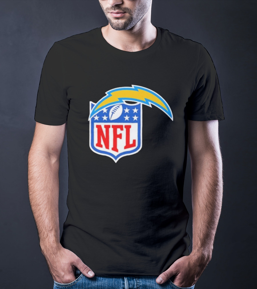 Los Angeles Chargers NFL Lightning Bolt Shield Emblem T-Shirt