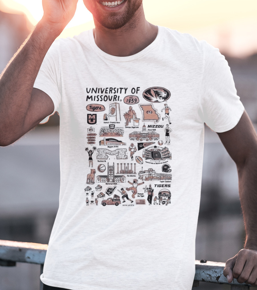 University Of Missouri Tigers Vive La Fete Mizzou Iconic Symbols 1839 T-Shirt