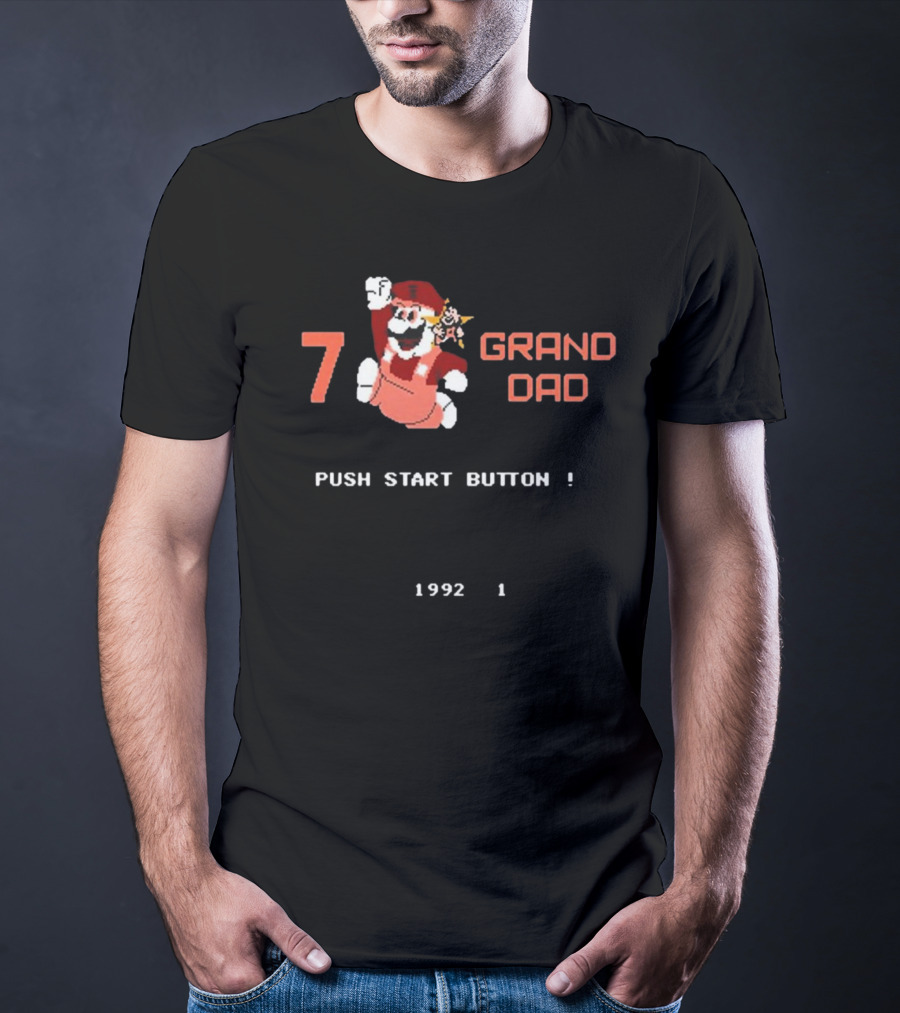 7 Grand Dad Push Start Button 1992 Video Game T-Shirt