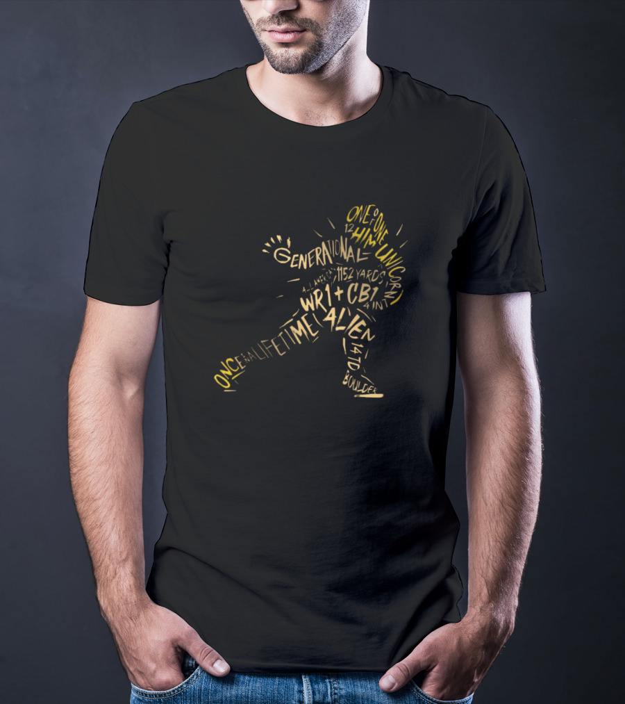 Travis Hunter One Of One Him Generational Unicorn All American 1152 Yards WR1 CB1 Alien Colorado Boulder T-Shirt