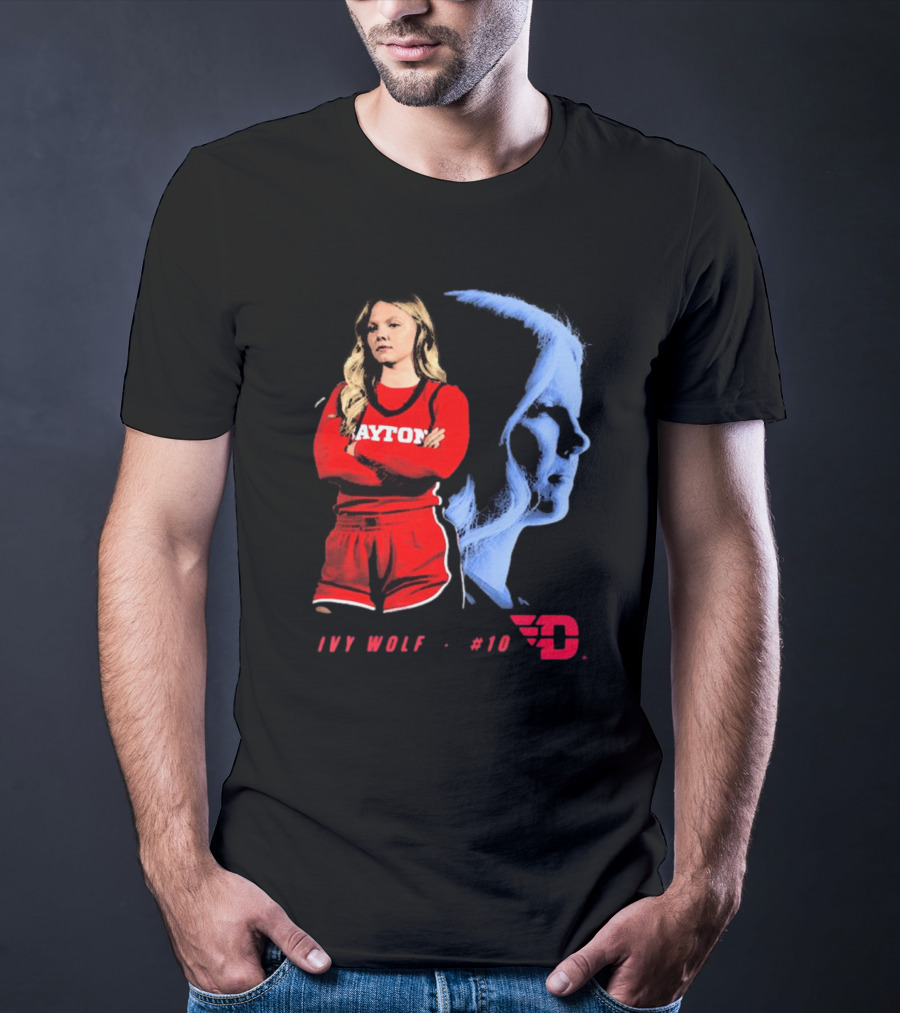 Ivy Wolf Dayton Flyers #10 Basketball Portrait With Team T-Shirt