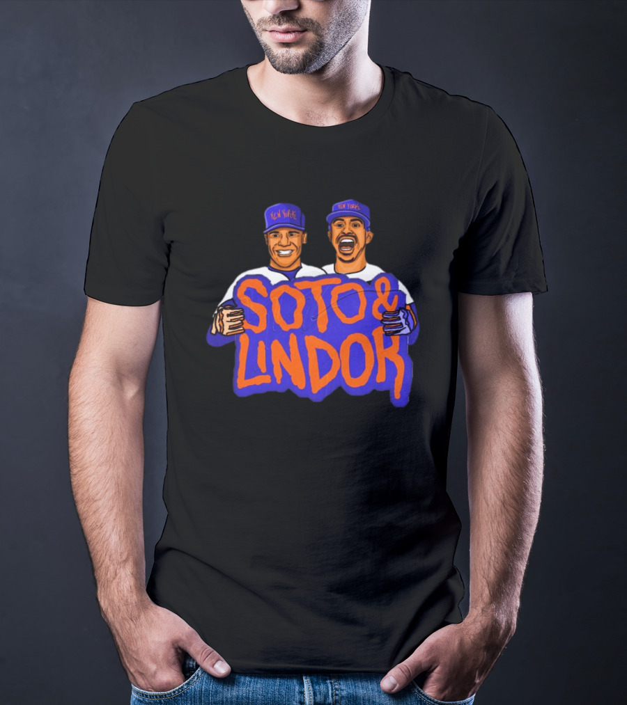 Soto And Lindor New York Mets MLB Caricatures T-Shirt