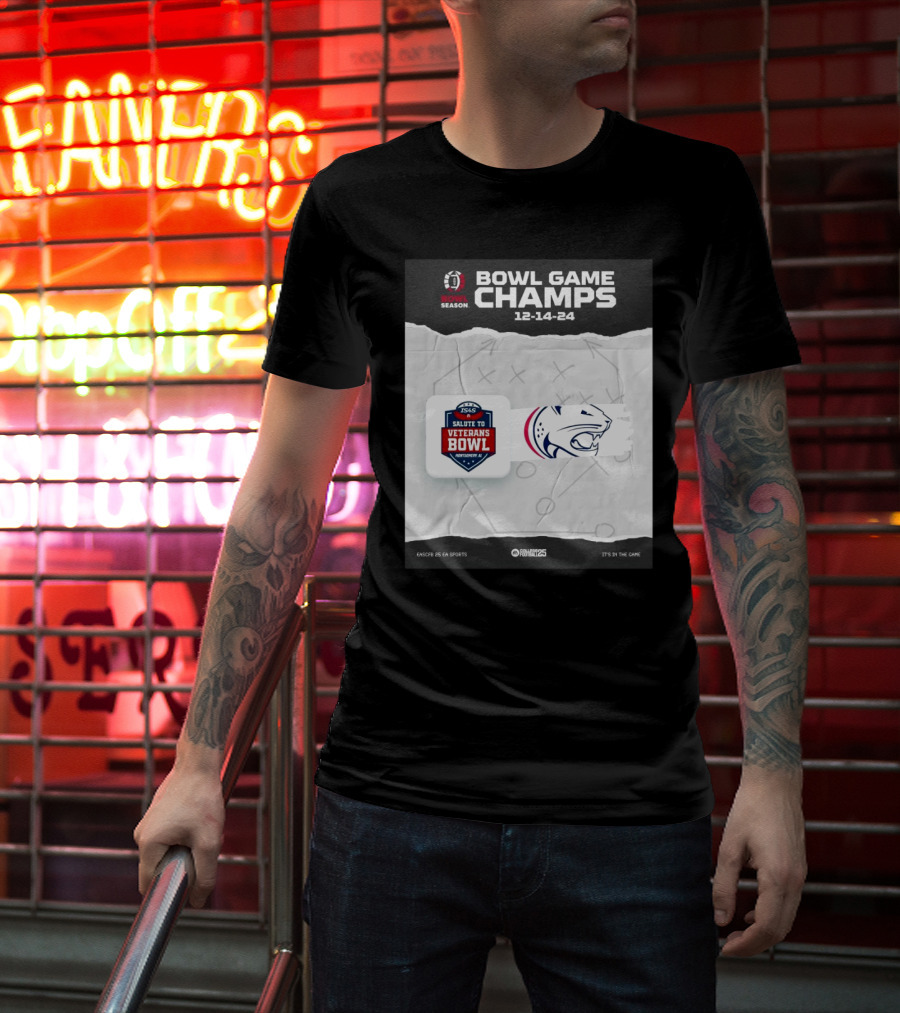 Bowl Game Champs 12-14-24 Salute To Veterans Bowl Season South Alabama Jaguars T-Shirt