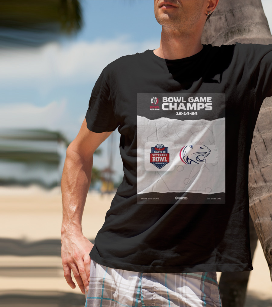Bowl Game Champs 12-14-24 Salute To Veterans Bowl Season South Alabama Jaguars T-Shirt