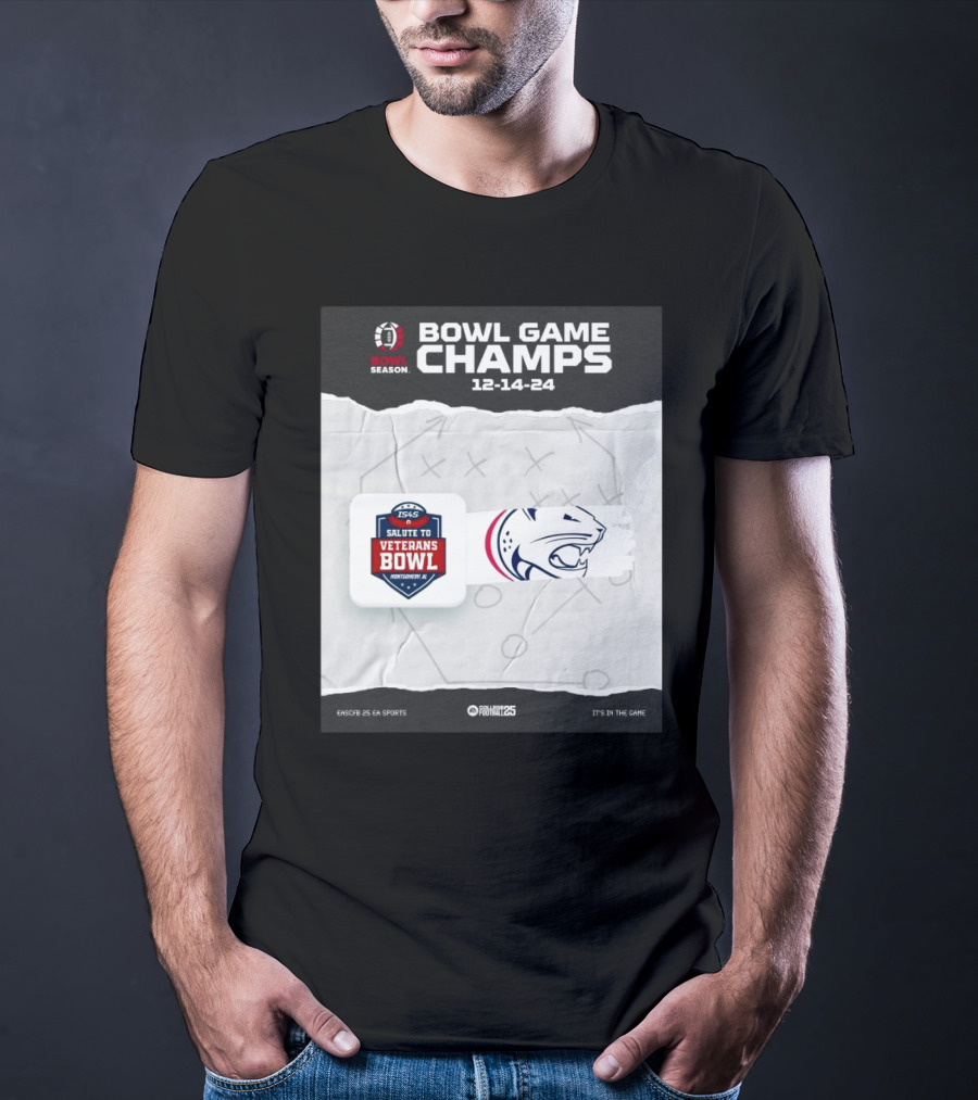 Bowl Game Champs 12-14-24 Salute To Veterans Bowl Season South Alabama Jaguars T-Shirt