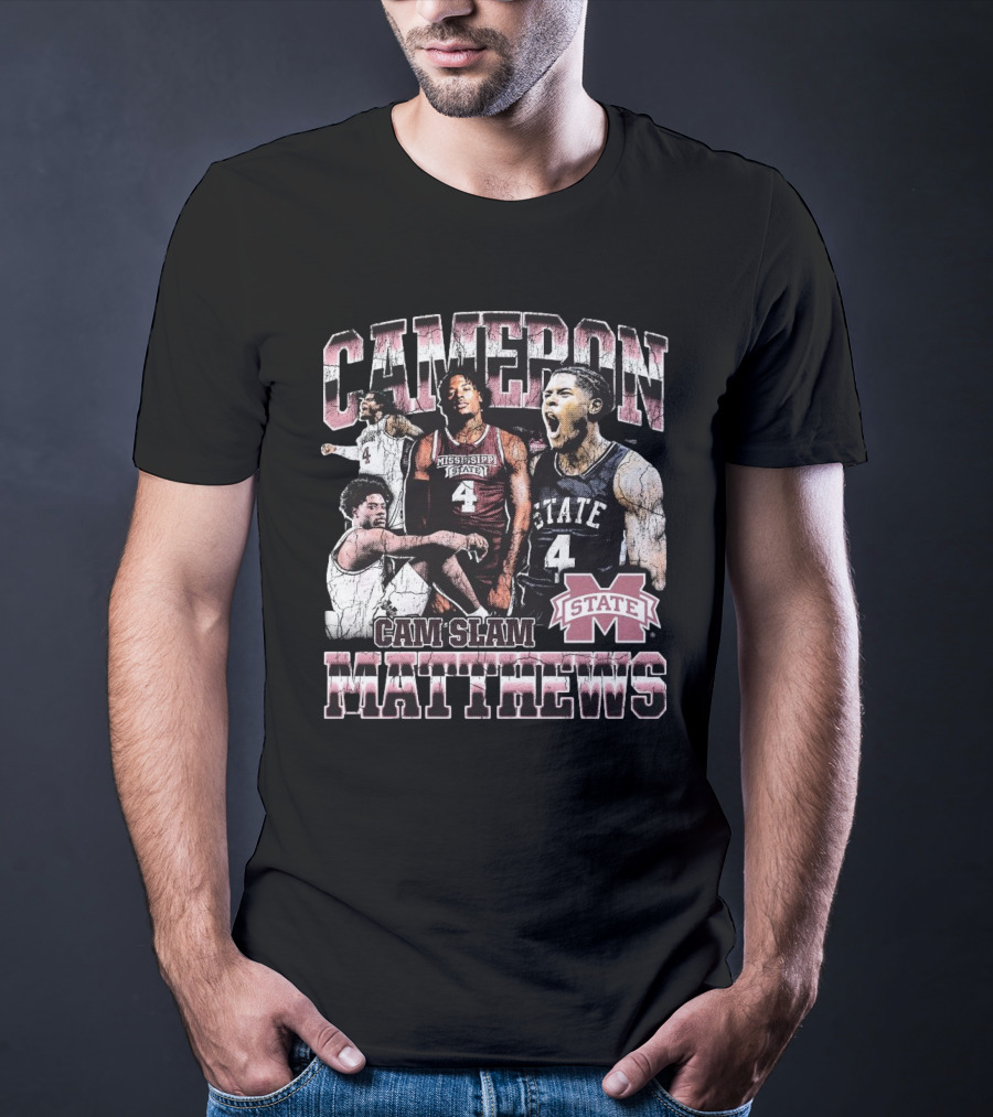 Cameron Matthews Cam Slam Mississippi State Basketball Bulldogs 90s T-Shirt