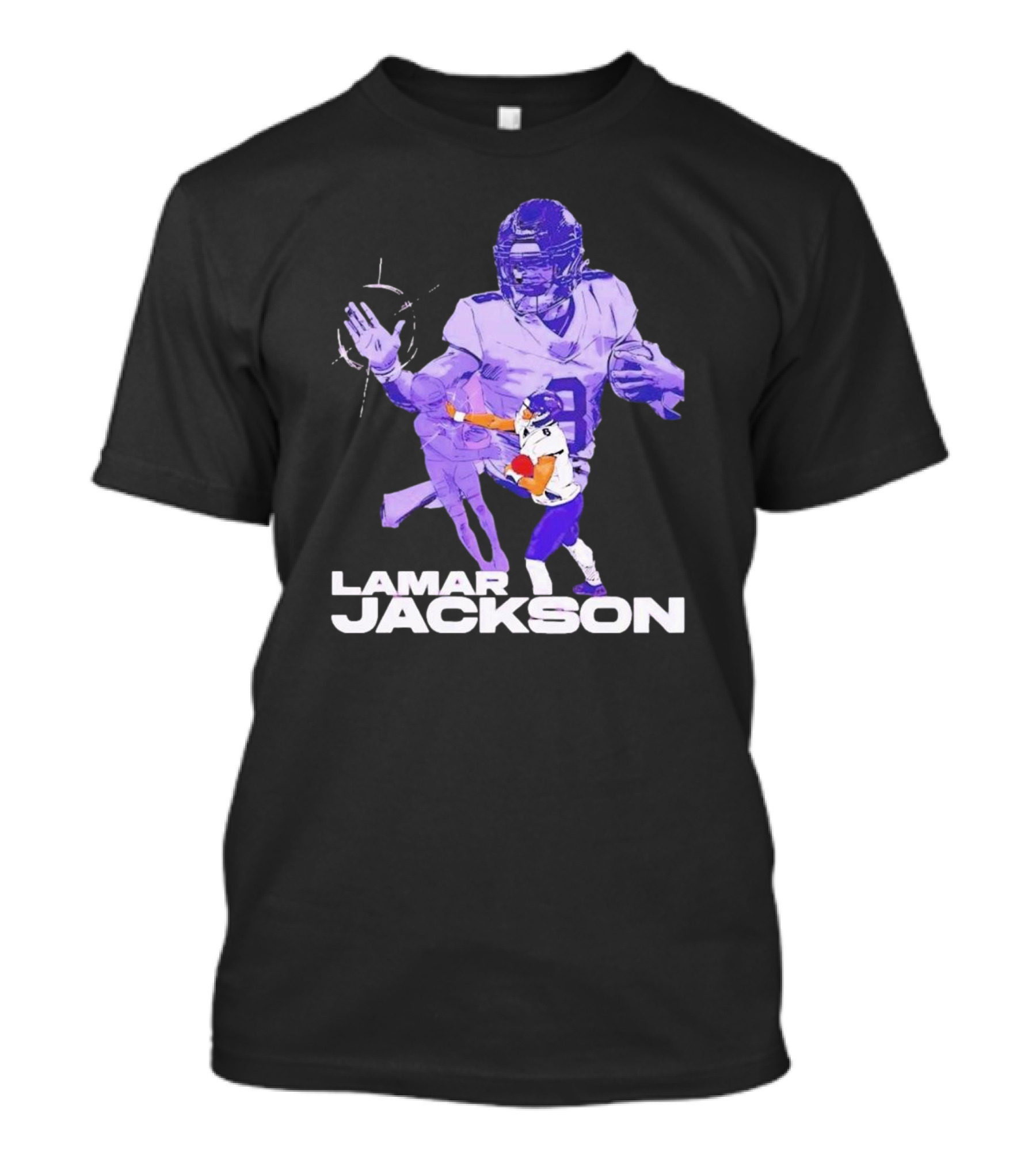 Lamar Jackson Baltimore Ravens NFL Stiff Arm Dynamic Action Play T-Shirt
