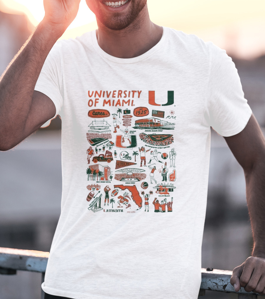 University Of Miami Canes Est 1925 Tropical Park Miami Dade Orange Bowl Gables Hurricanes Umiami T-Shirt