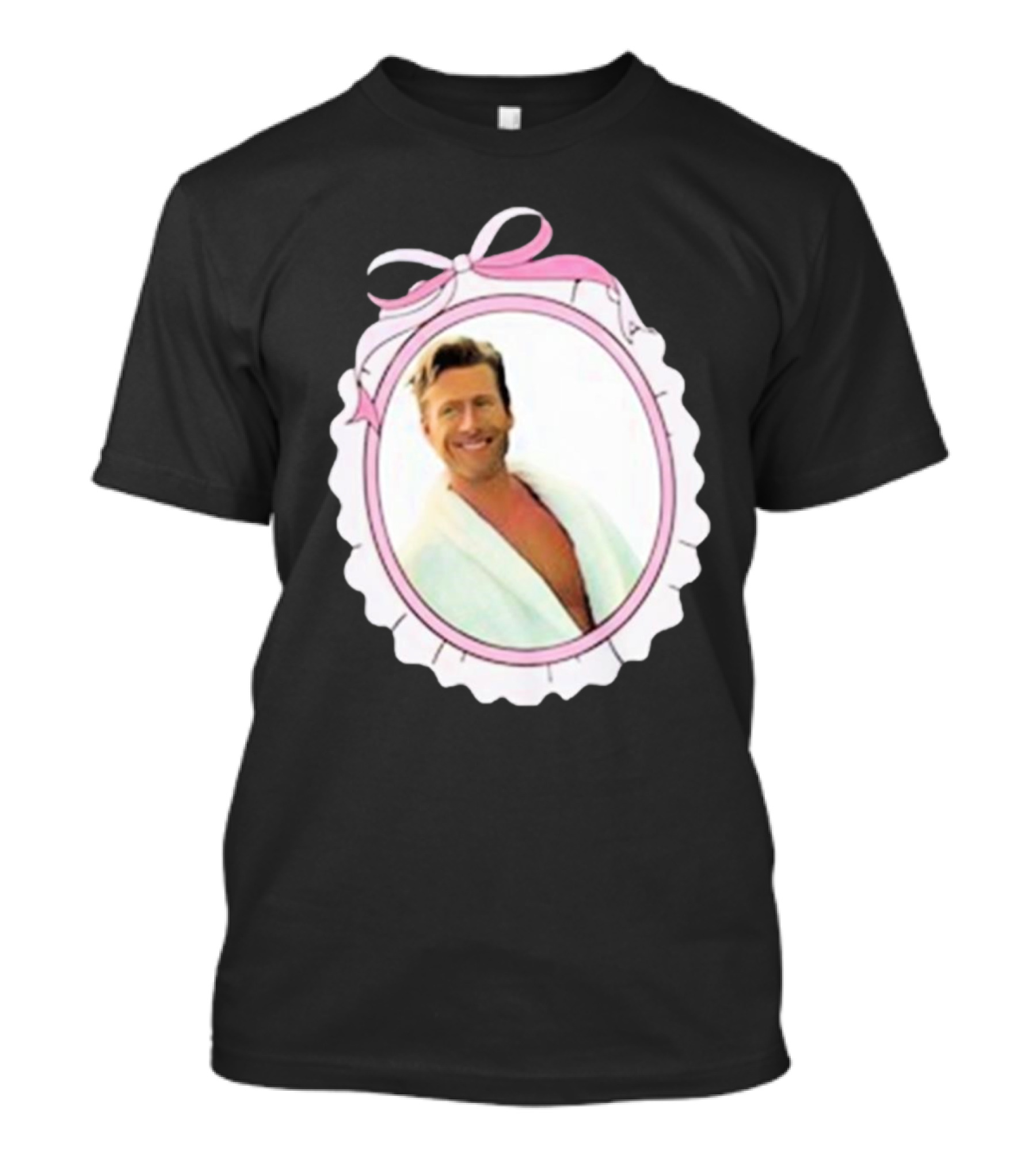 Cherrydaze Glen Powell Pink Ribbon Scalloped Frame T-Shirt