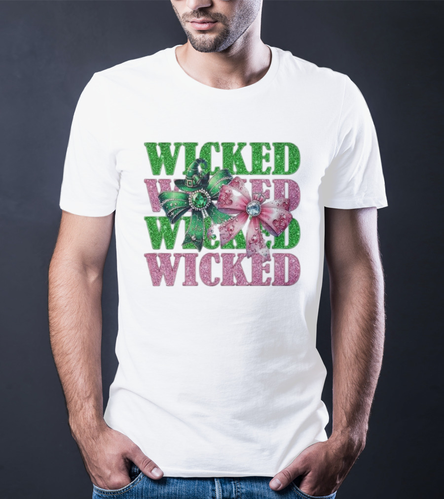 Wicked Coquette Glitter Green Pink Bow Hat T-Shirt