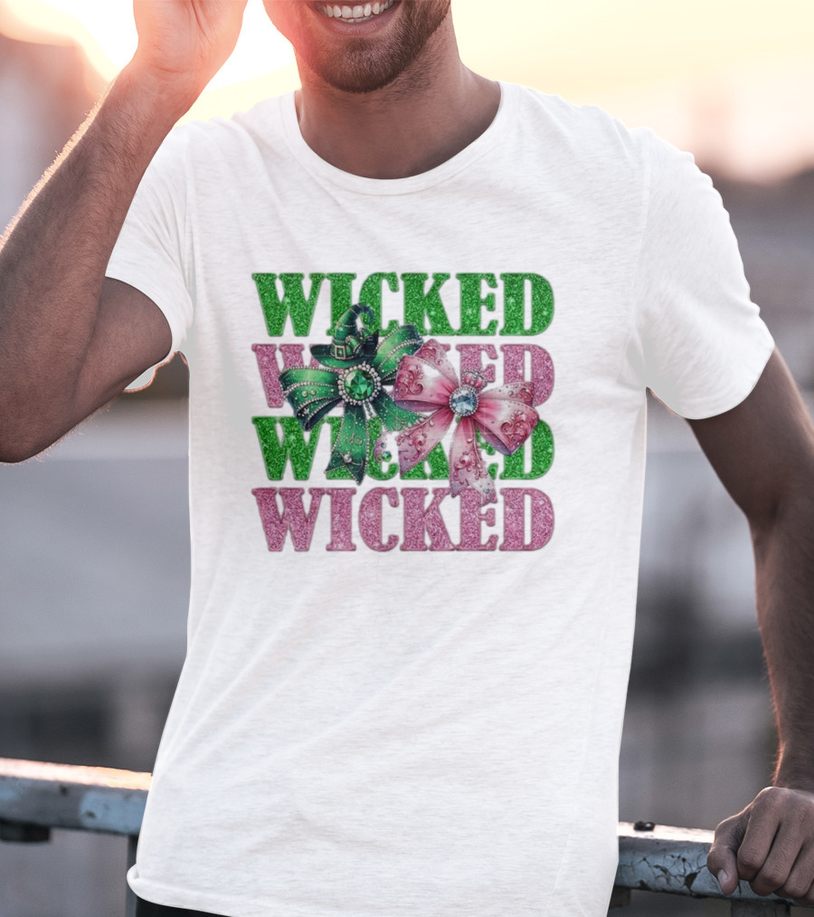 Wicked Coquette Glitter Green Pink Bow Hat T-Shirt