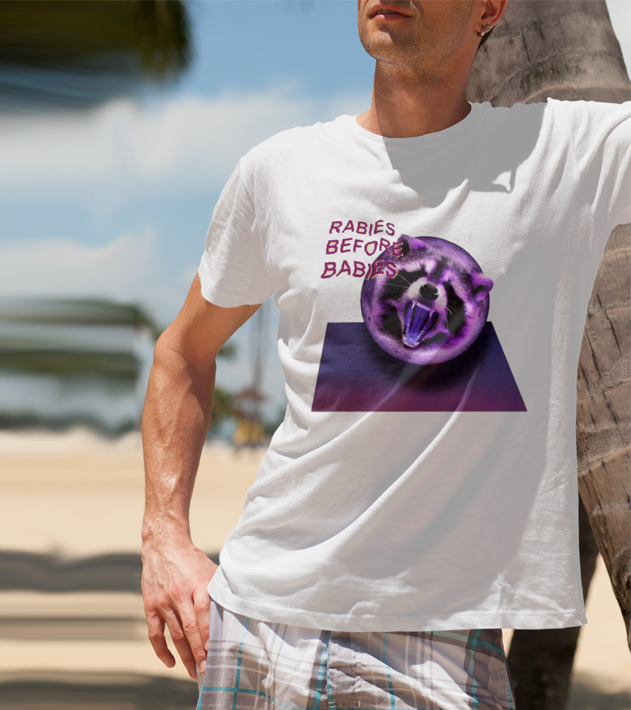 Rabies Before Babies Raccoon Spherical Illusion T-Shirt