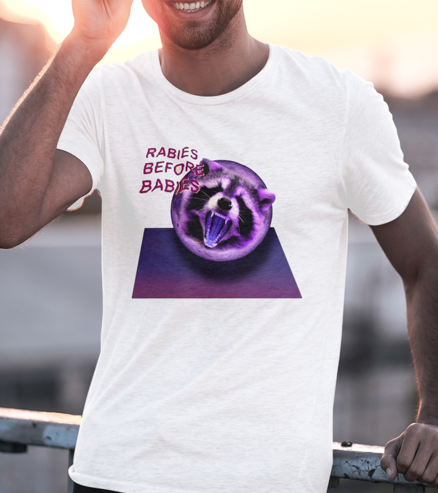 Rabies Before Babies Raccoon Spherical Illusion T-Shirt