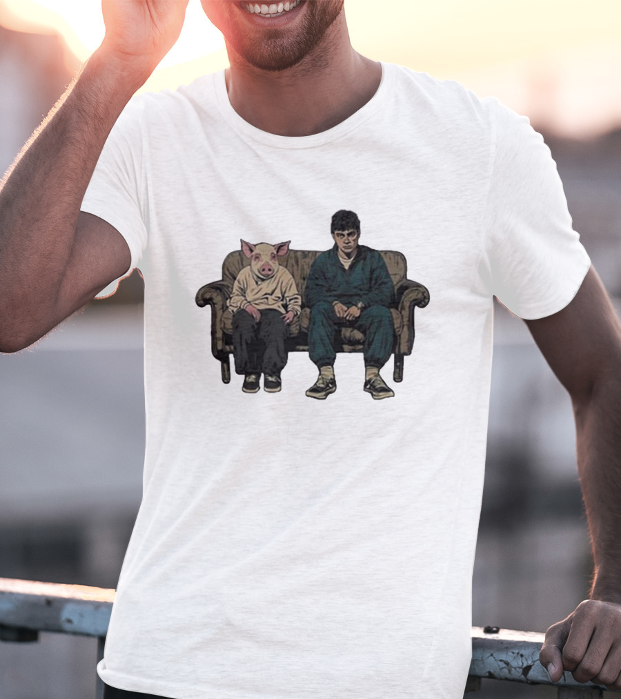 RenMakes Ren Couch Pig Painting Sitting Together T-Shirt