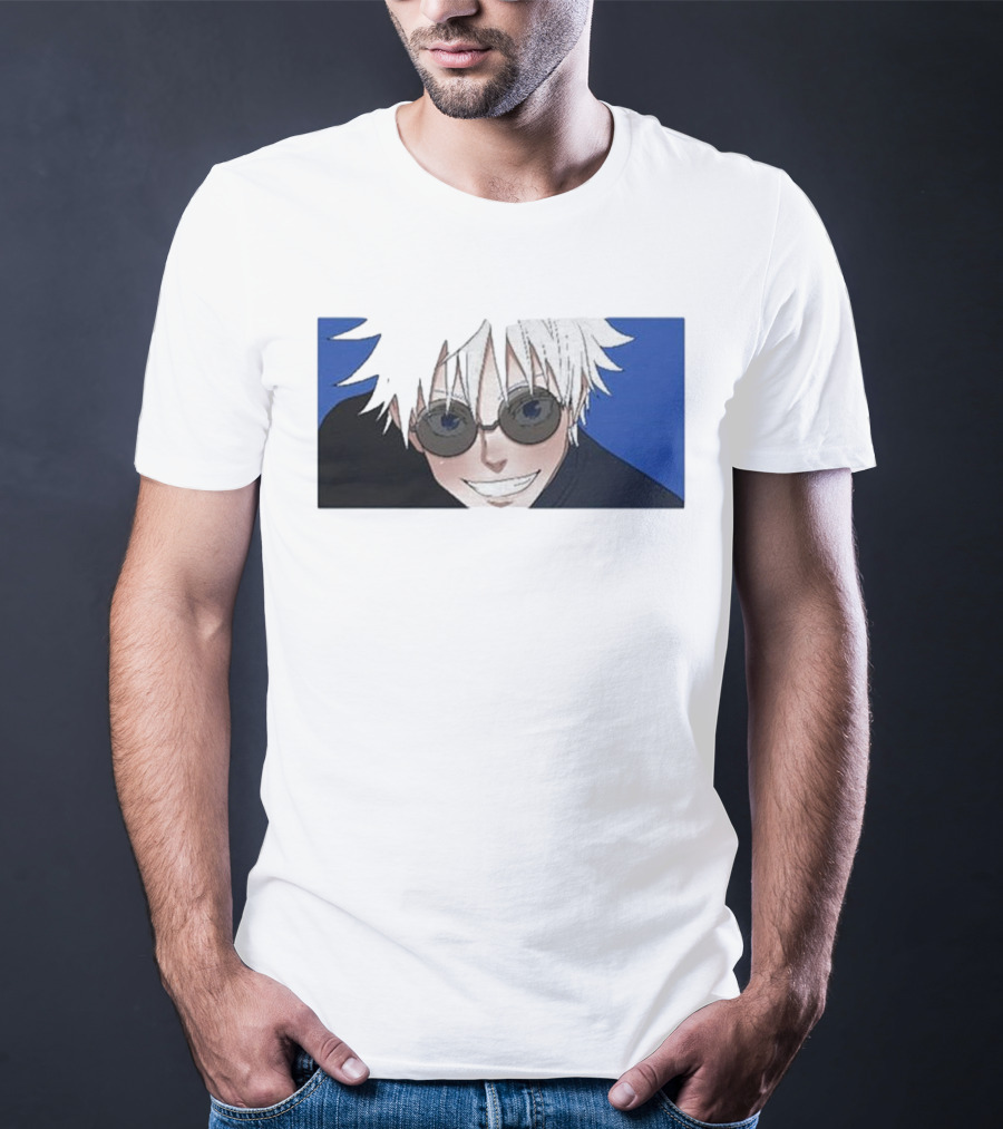 Young Gojo Anime Manga Character Blue Background T-Shirt