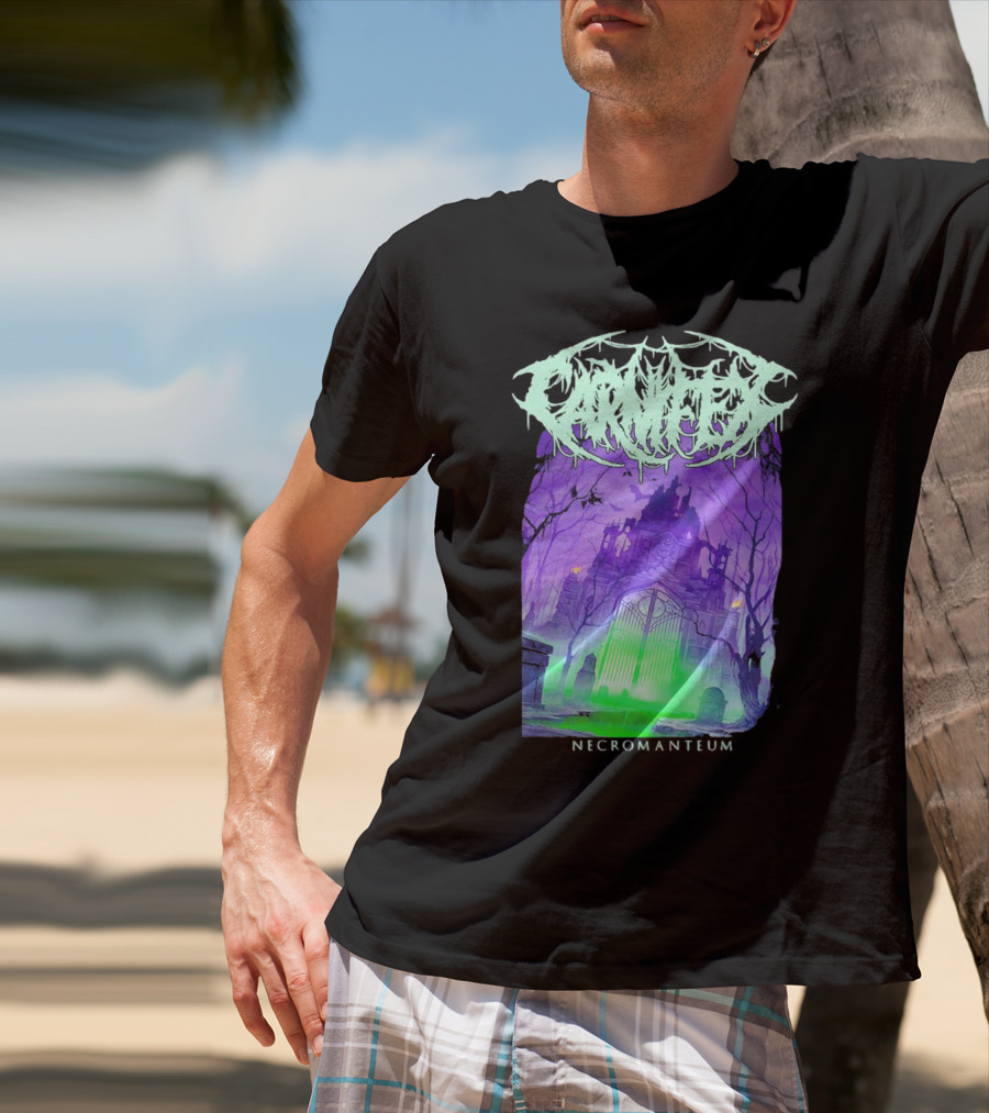 Carnifex Necromanteum Haunted Gothic Castle With Glowing Green And Purple Portal T-Shirt