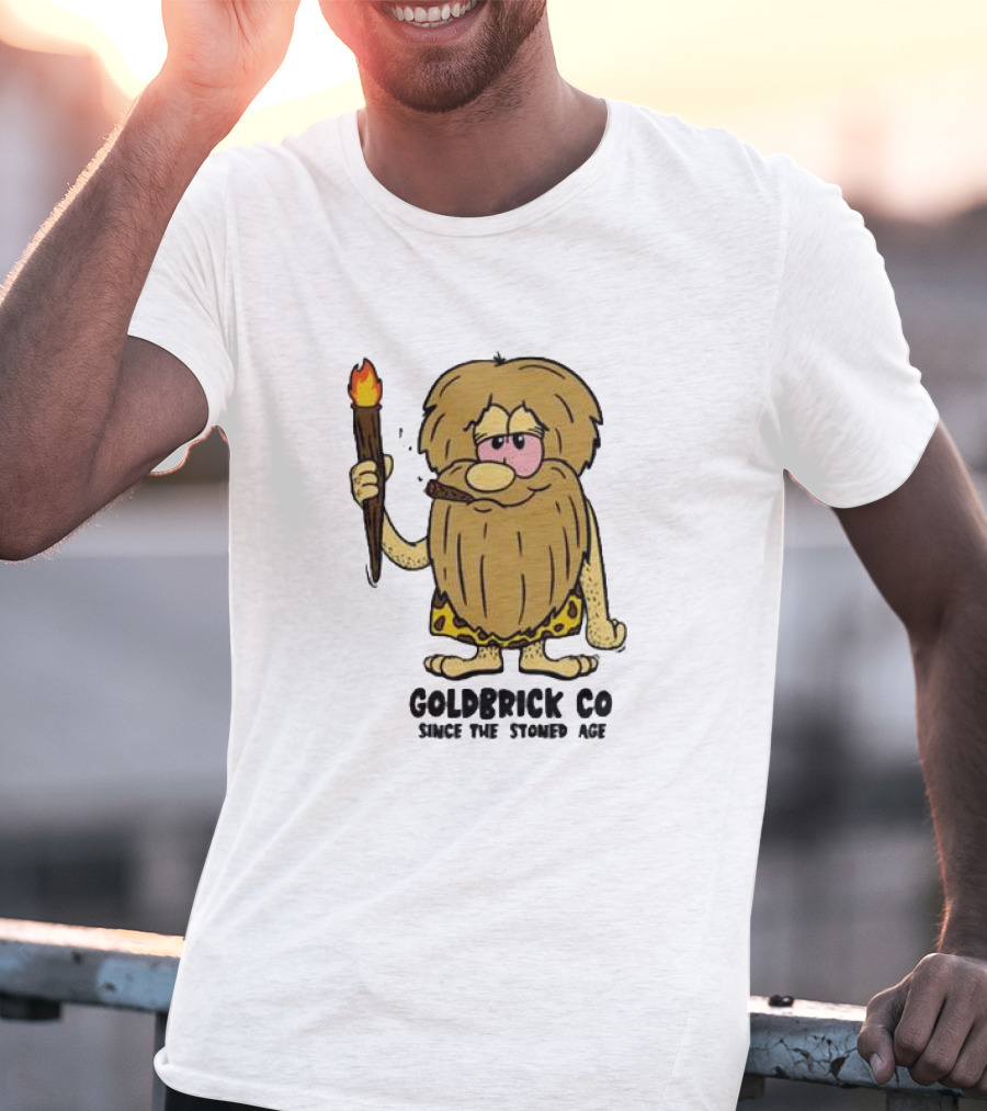 Goldbrick Co Since The Stoned Age Caveman With Torch And Cigar T-Shirt