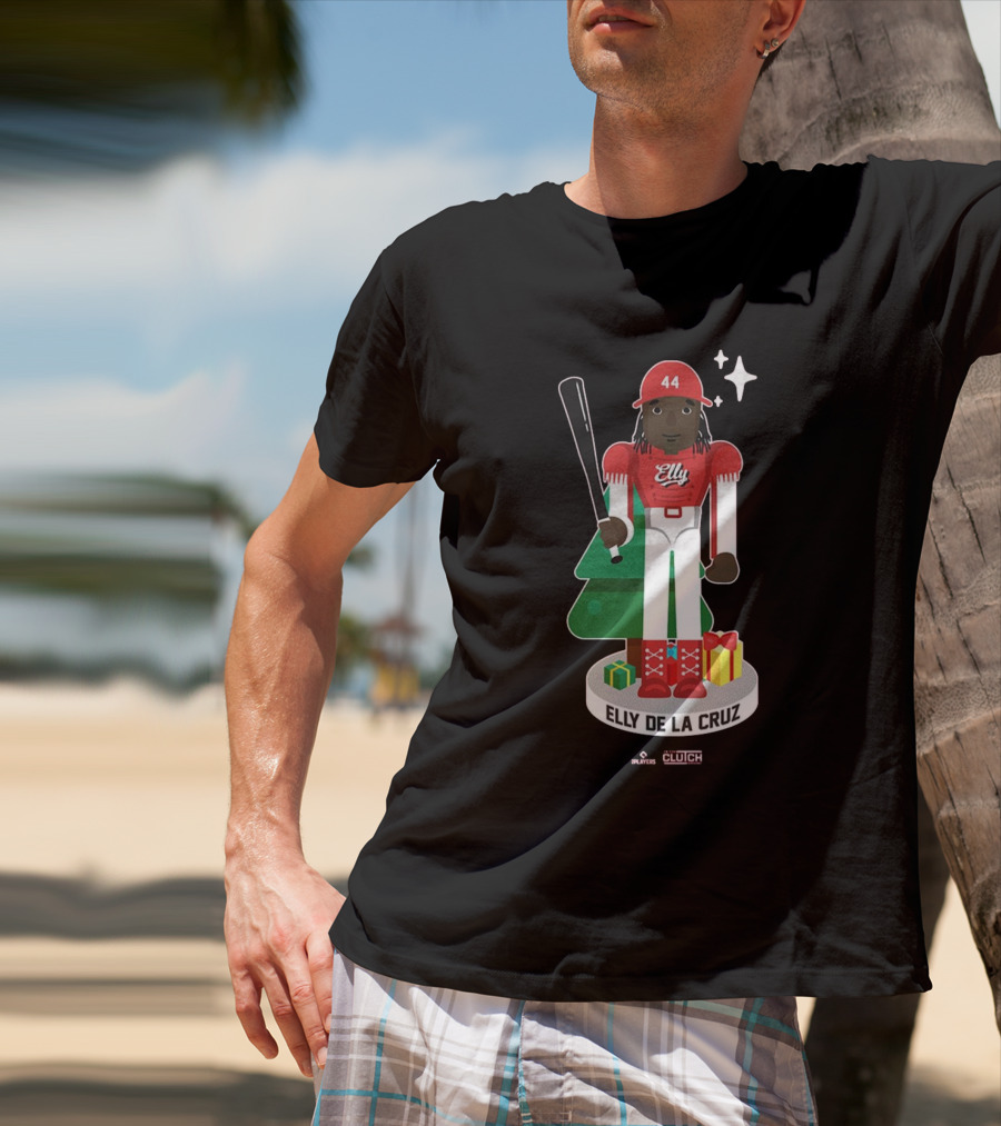 Elly De La Cruz MLBPA Nutcracker Cincinnati Reds MLB Christmas Festive Holiday Clutch Baseball Player Image T-Shirt