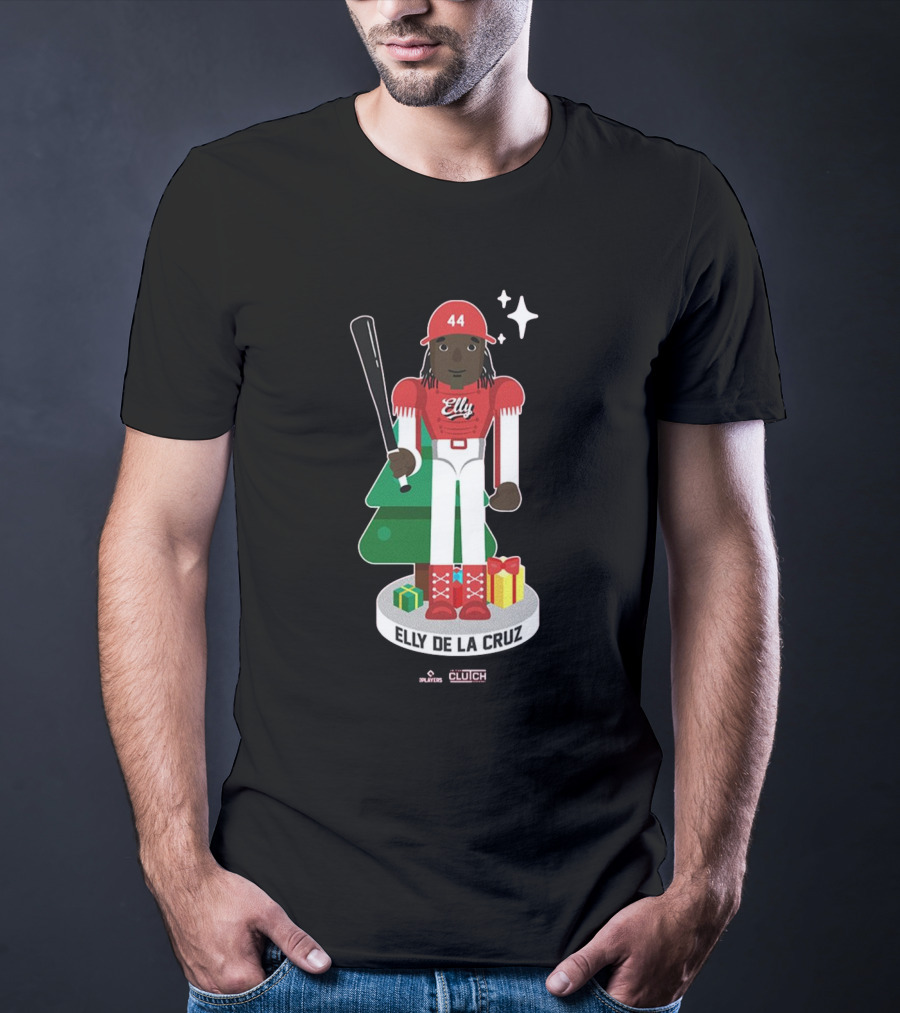 Elly De La Cruz MLBPA Nutcracker Cincinnati Reds MLB Christmas Festive Holiday Clutch Baseball Player Image T-Shirt