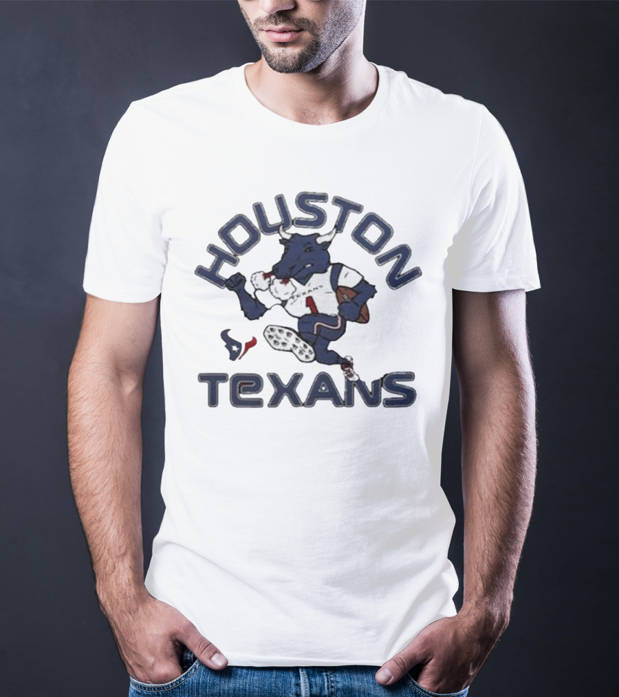 Houston Texans Toro Mascot Running Football T-Shirt