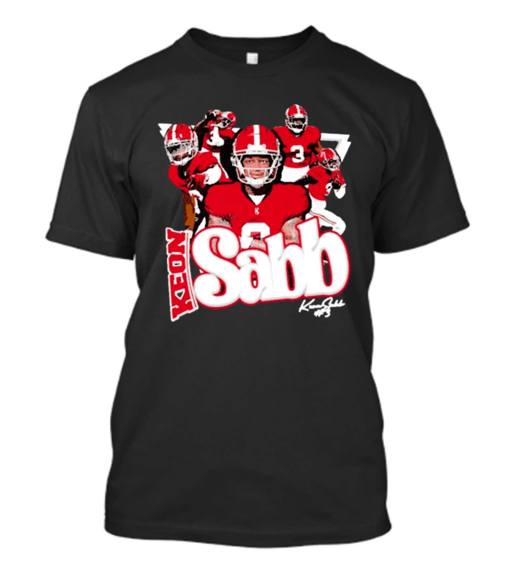 Keon Sabb 3 Alabama Crimson Tide Football Caricature Signature Crimson Jersey Players T-Shirt