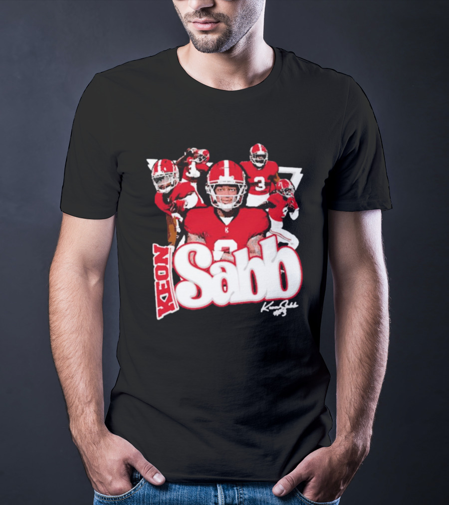 Keon Sabb 3 Alabama Crimson Tide Football Caricature Signature Crimson Jersey Players T-Shirt