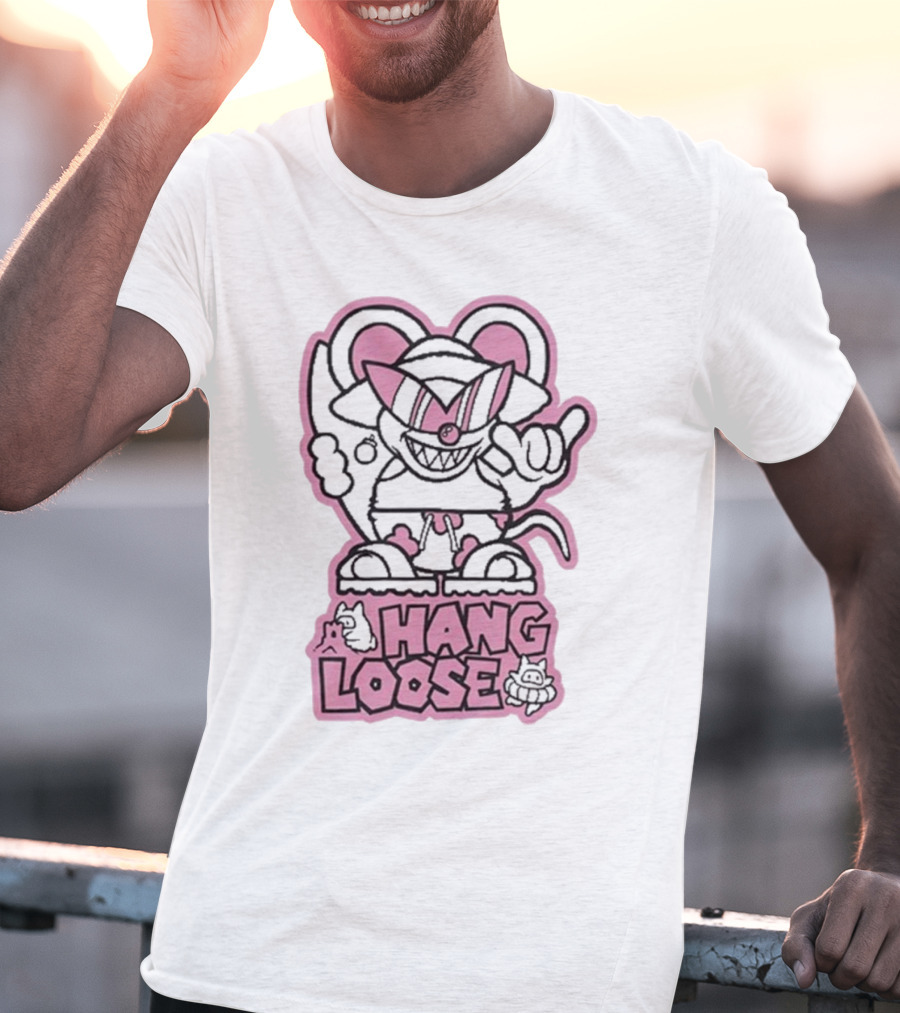 Hang Loose Mouse Art With Sunglasses And Surfboard T-Shirt