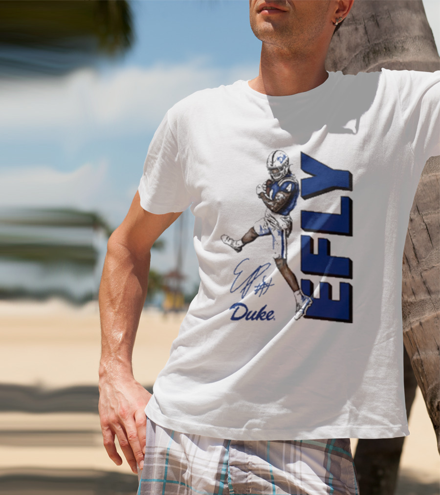 Eli Pancol #4 Duke Blue Devils EFLY Football Signature T-Shirt