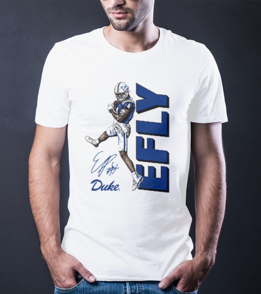 Eli Pancol #4 Duke Blue Devils EFLY Football Signature T-Shirt