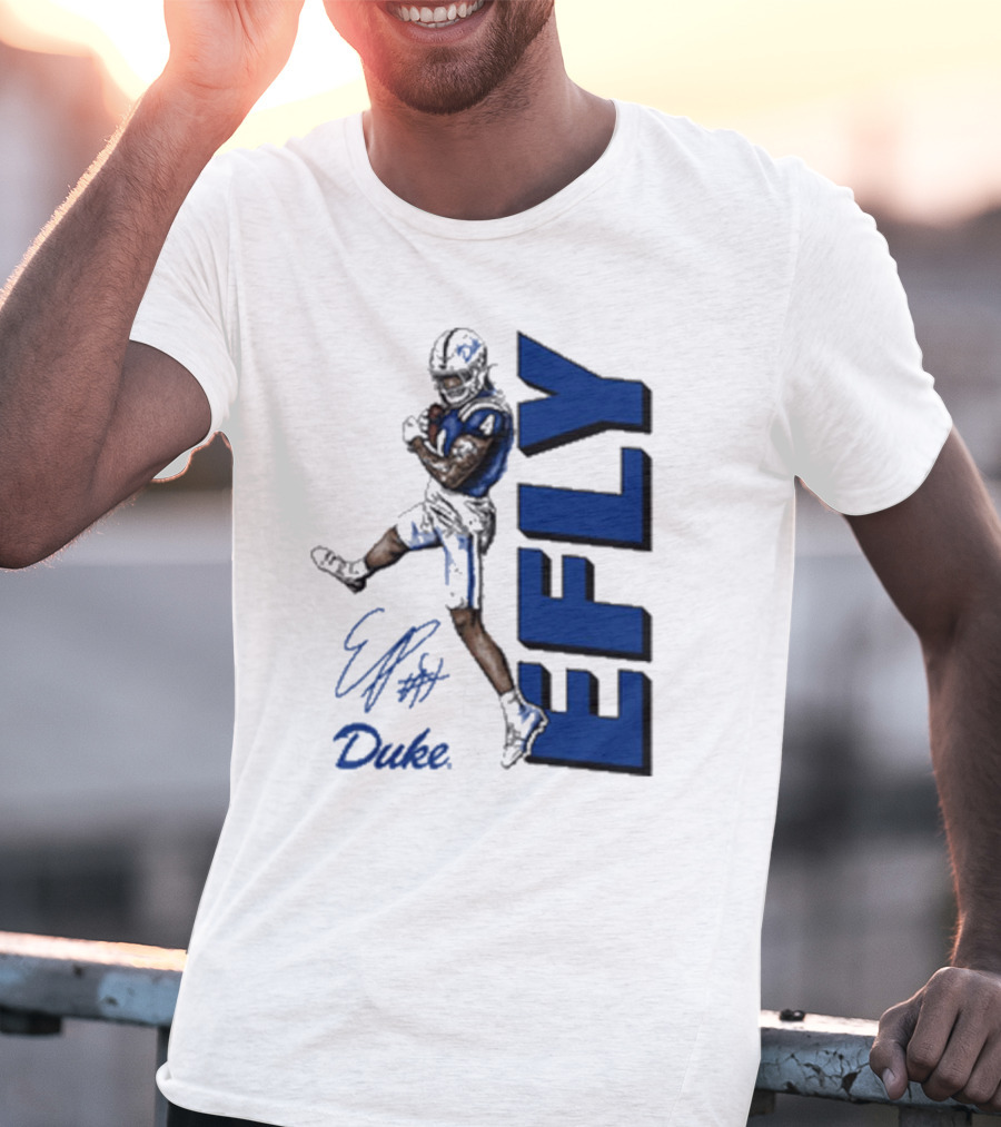 Eli Pancol #4 Duke Blue Devils EFLY Football Signature T-Shirt