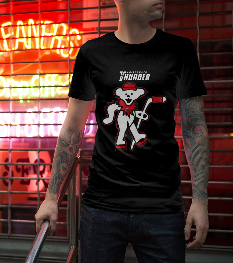 Adirondack Thunder Grateful Dead Night 2025 Hockey Bear T-Shirt